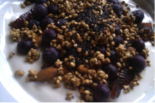 Blue Berries with Buckinis, Raw Almonds and Natural Jalna Yoghurt