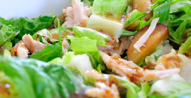 Leftover Chicken and Quinoa Salad with White Balsamic Mustard Dressing