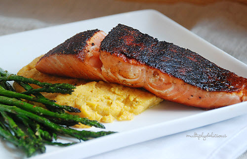 Fresh Ocean Trout or Salmon with Cauliflower Mash and Seasonal Asparagus